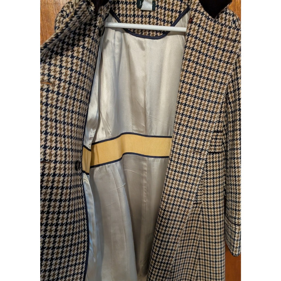 J Crew Houndstooth Wool Coat Double Breasted Velvet Collar Size 8 EUC - Picture 7 of 8